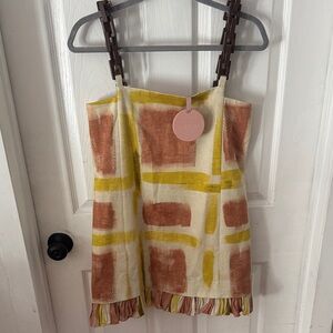 Alexis Yellow and Brown Geometric Strap Dress